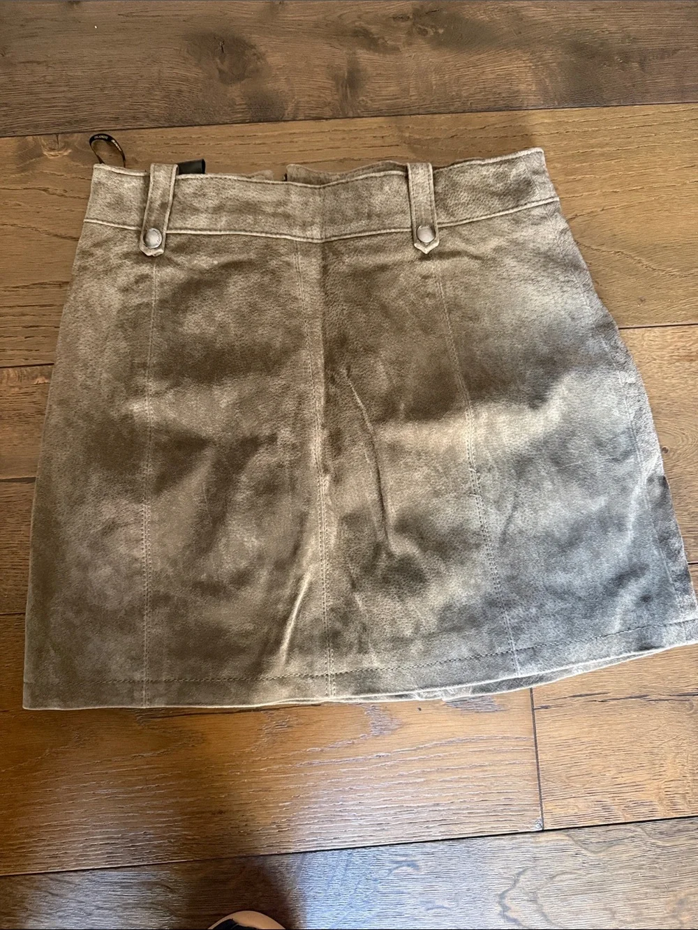 BlankNYC Taupe Suede Zip-Front Mini Skirt
